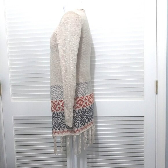 Jolt Cardigan Sweater Boho Fringe Lace Detail Open Front Womens Medium - Picture 6 of 10